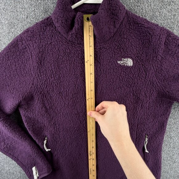 North Face Jacket Women Full Zip Fleece Soft Purple Logo Medium Long Sleeve - Picture 3 of 16